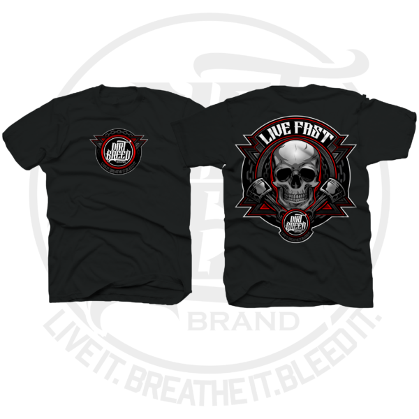 DirtBreed Lifestyle Dirt Track Racing Apparel Live Fast Skull T-Shirt