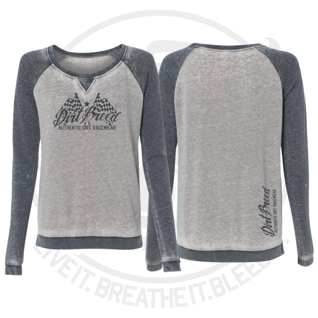 DirtBreed Ladies Checkered Flag Zen Crewneck Cement