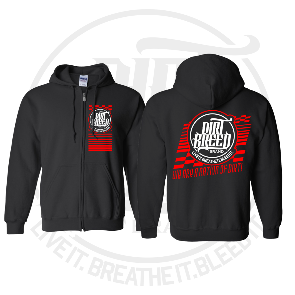 DirtBreed Unisex Racing Shirt Nation of Dirt Zip up Hoodie