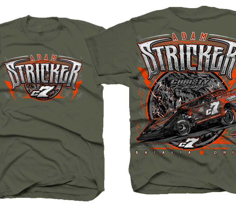 Adam Stricker Rocker Tee Military Green Dirt Late Model Shirts